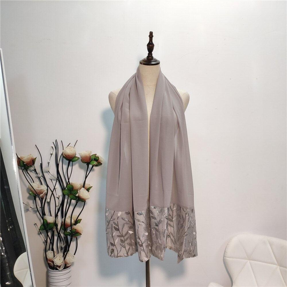 Aaliyah Embroidered Chiffon Hijab - Amaanah Modesty