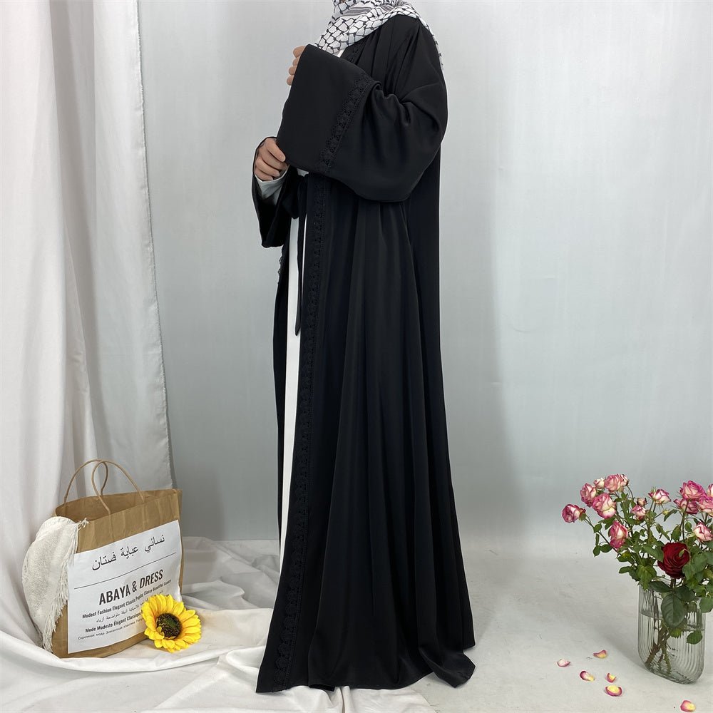 
                  
                    Breathable Casual Lace Open Abaya - Amaanah Modesty
                  
                