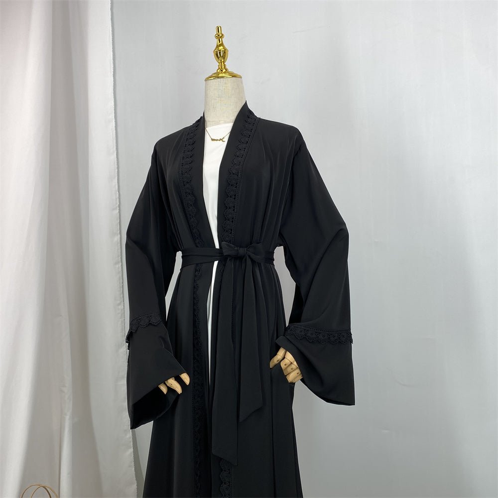 
                  
                    Breathable Casual Lace Open Abaya - Amaanah Modesty
                  
                