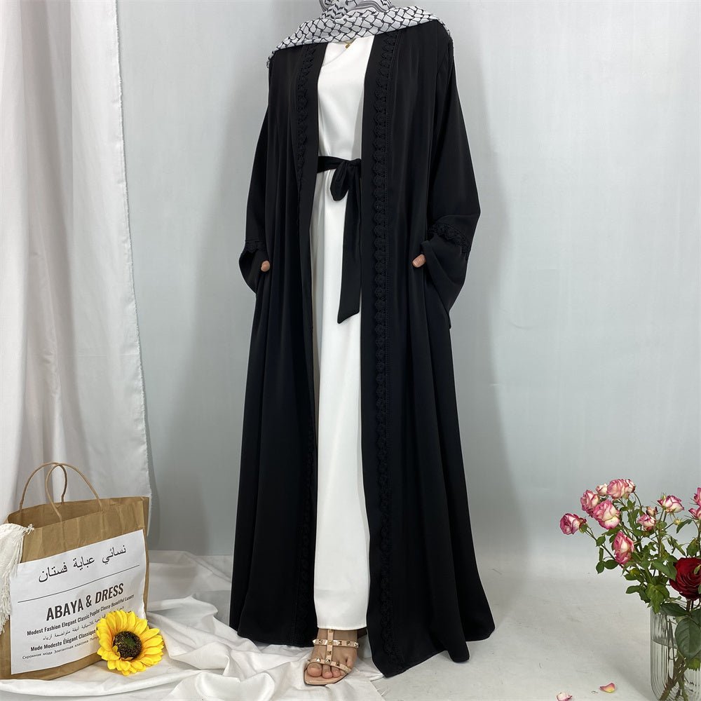 Breathable Casual Lace Open Abaya - Amaanah Modesty