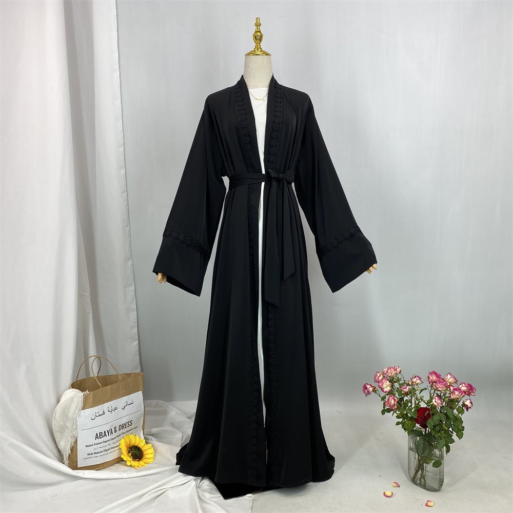 
                  
                    Breathable Casual Lace Open Abaya - Amaanah Modesty
                  
                