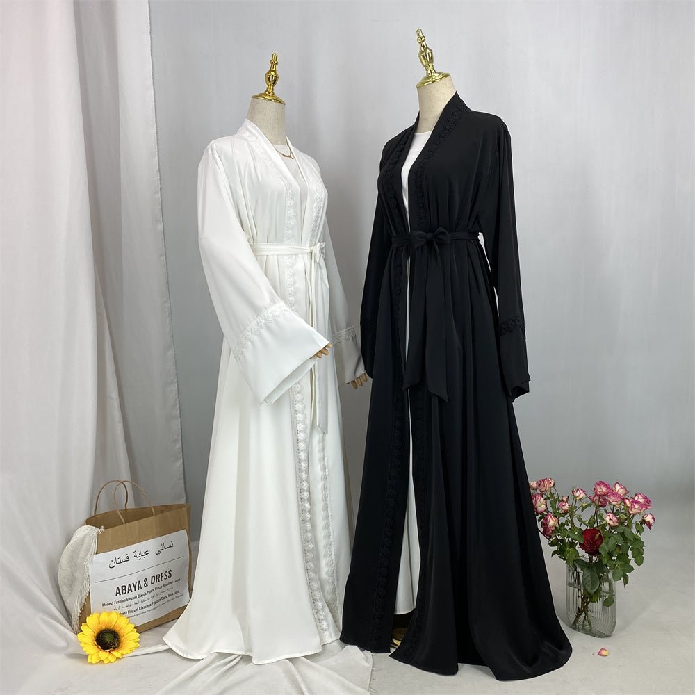 
                  
                    Breathable Casual Lace Open Abaya - Amaanah Modesty
                  
                
