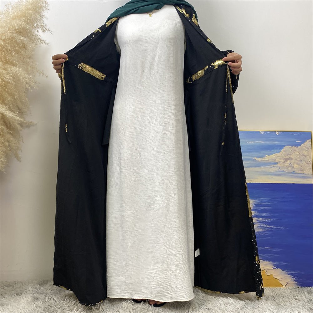 
                  
                    Chaima Golden Floral Open Abaya - Amaanah Modesty
                  
                