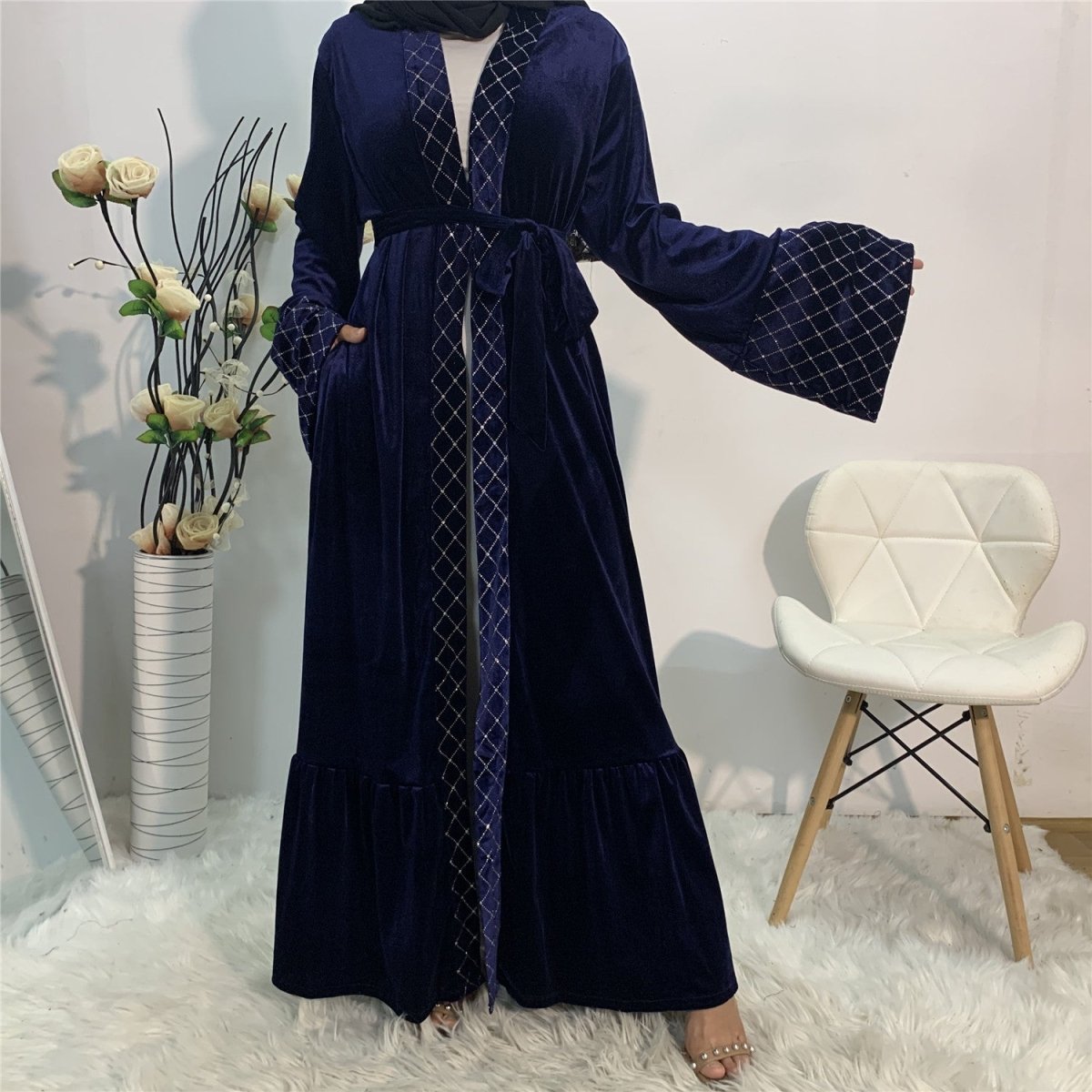 Golden Velvet Kimono - Amaanah Modesty