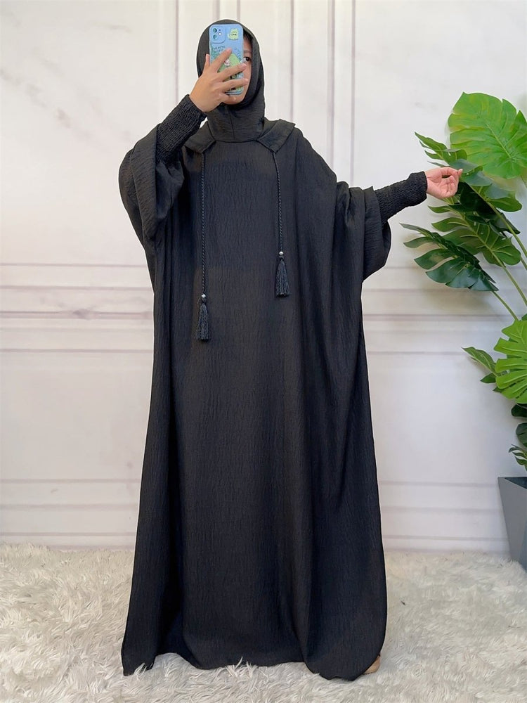 
                  
                    Linen Look Batwing Hoodie Abaya - Amaanah Modesty
                  
                