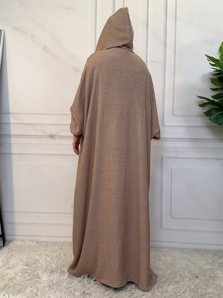 
                  
                    Linen Look Batwing Hoodie Abaya - Amaanah Modesty
                  
                