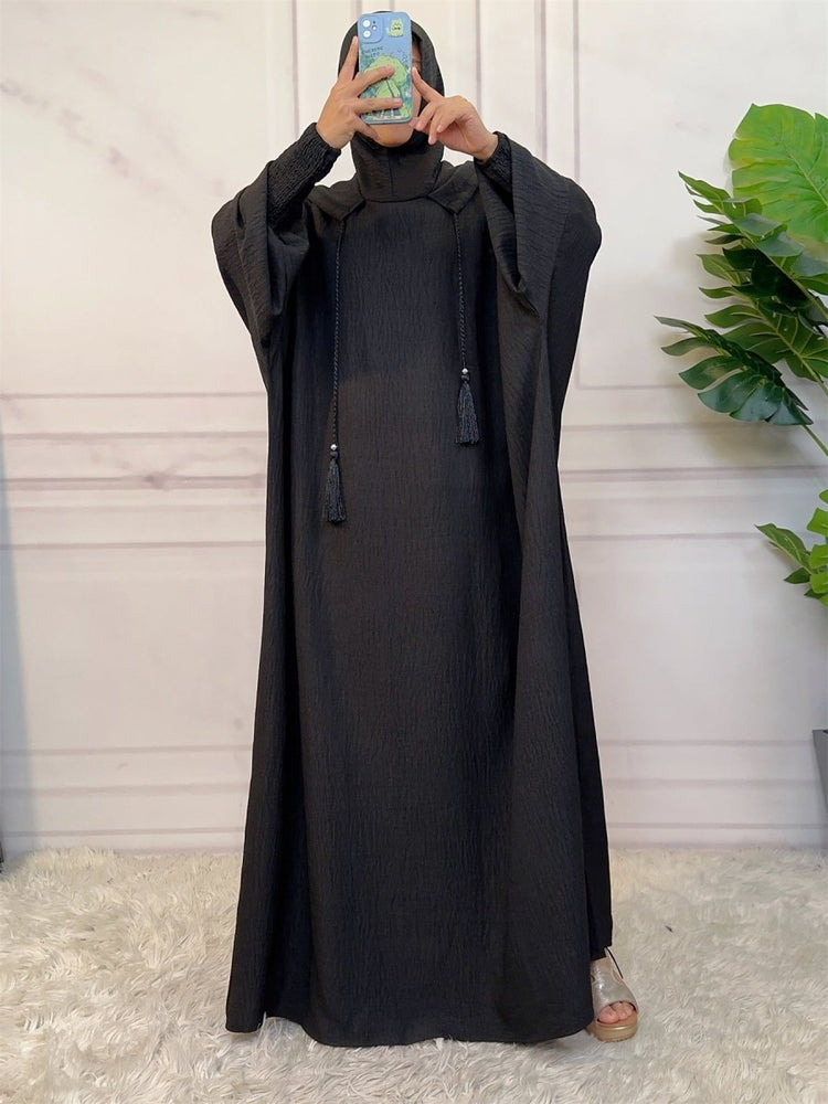 
                  
                    Linen Look Batwing Hoodie Abaya - Amaanah Modesty
                  
                