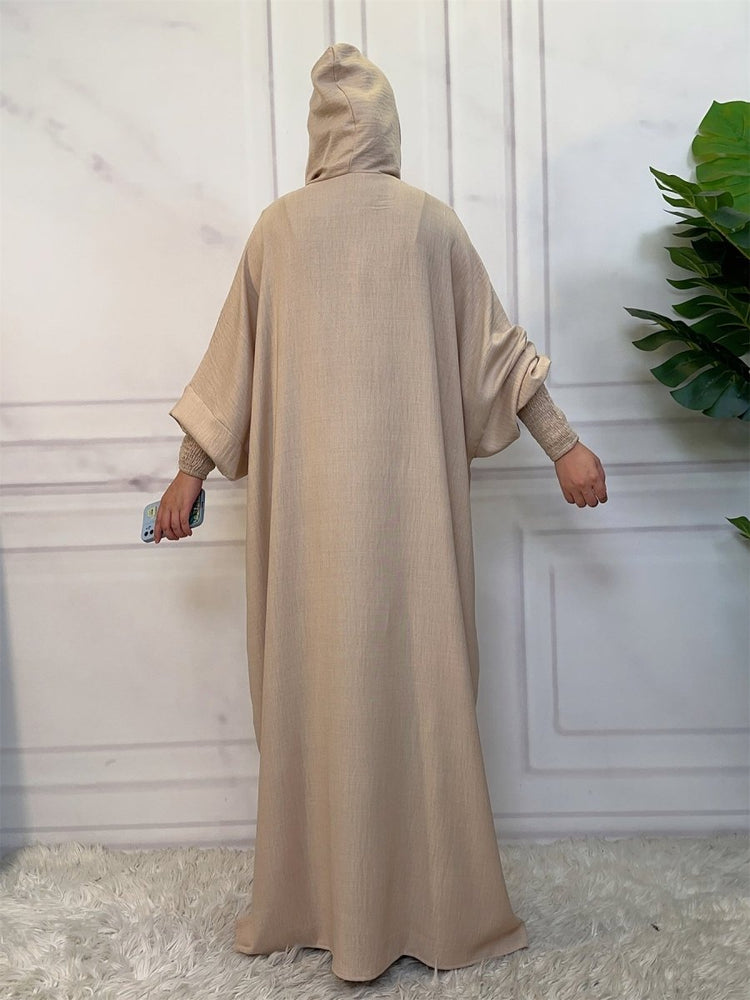 
                  
                    Linen Look Batwing Hoodie Abaya - Amaanah Modesty
                  
                