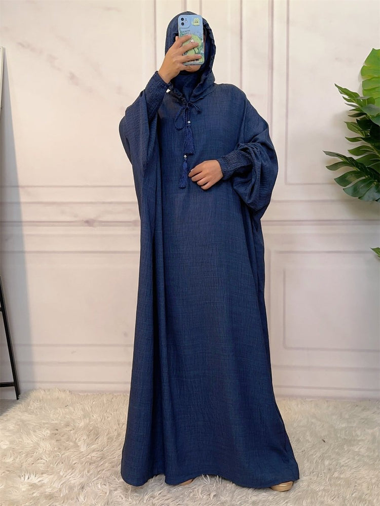 
                  
                    Linen Look Batwing Hoodie Abaya - Amaanah Modesty
                  
                