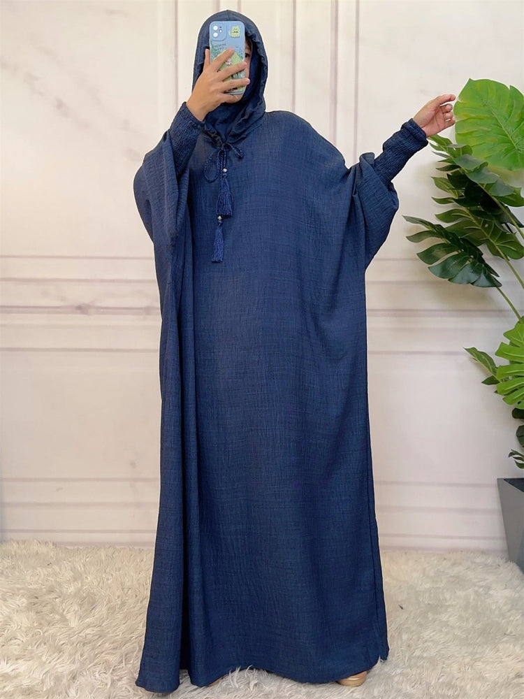
                  
                    Linen Look Batwing Hoodie Abaya - Amaanah Modesty
                  
                
