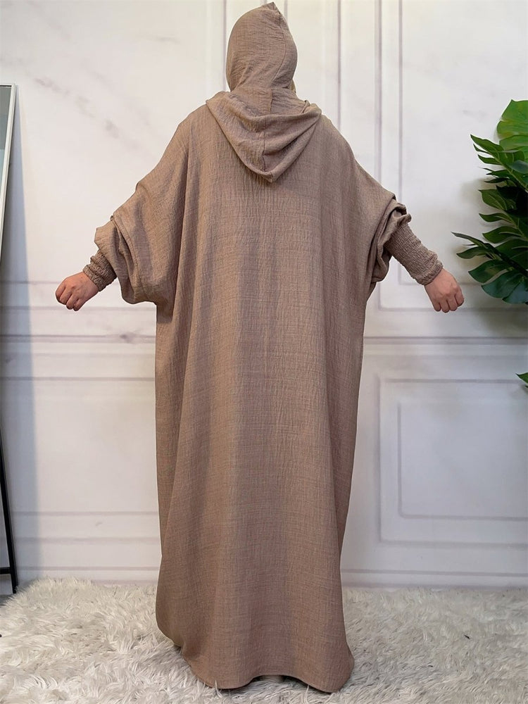 
                  
                    Linen Look Batwing Hoodie Abaya - Amaanah Modesty
                  
                