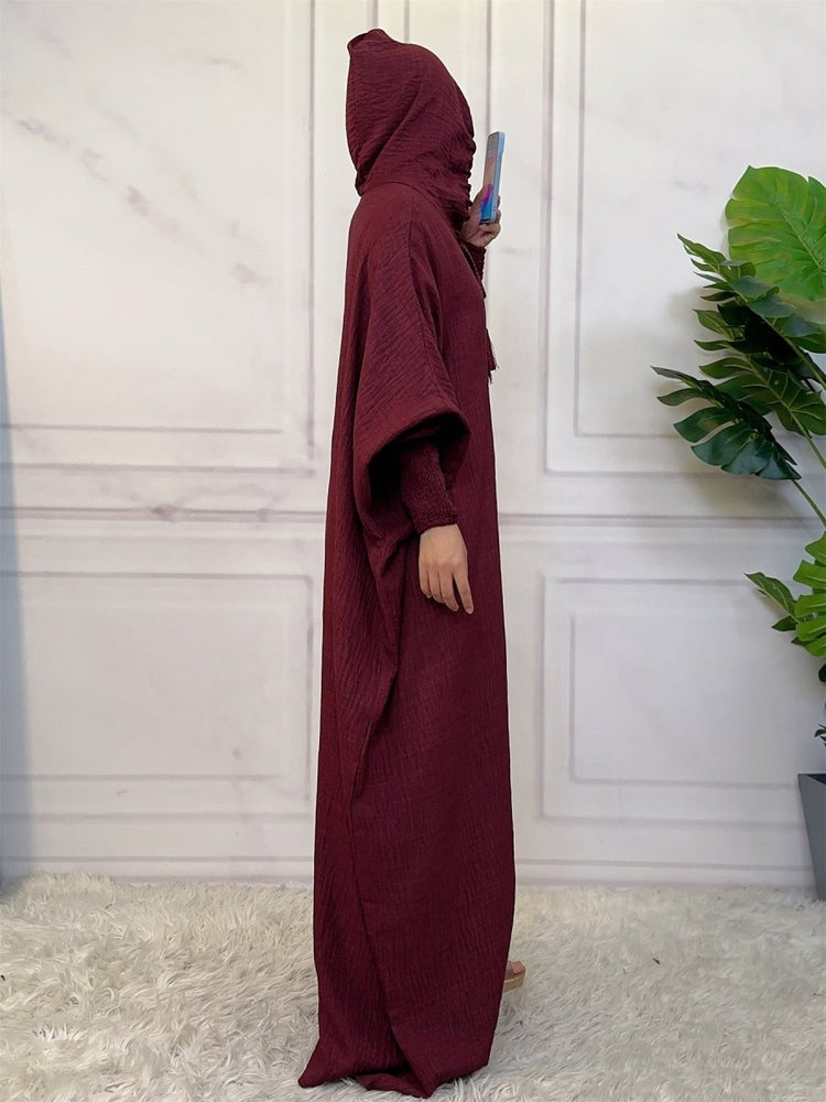
                  
                    Linen Look Batwing Hoodie Abaya - Amaanah Modesty
                  
                