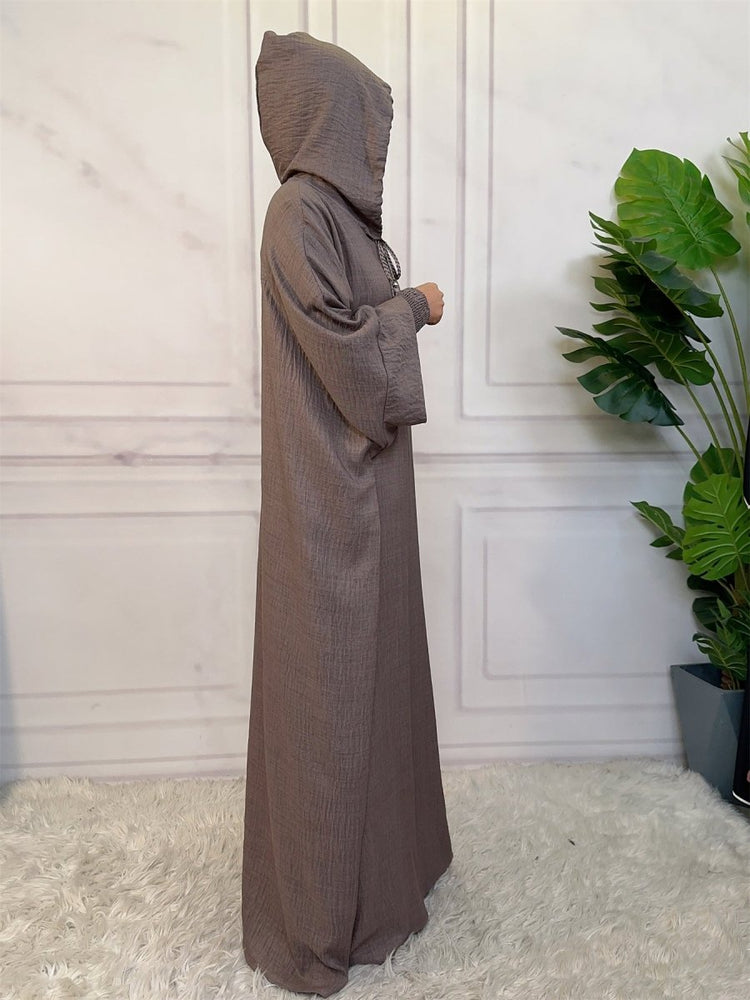 
                  
                    Linen Look Batwing Hoodie Abaya - Amaanah Modesty
                  
                