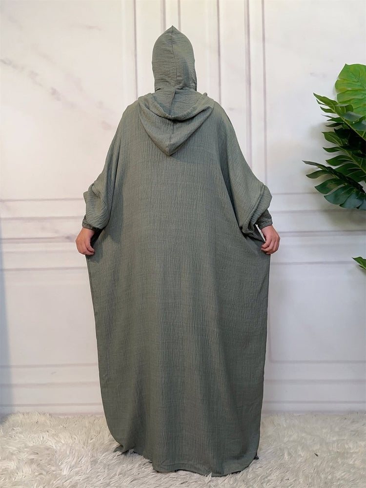 
                  
                    Linen Look Batwing Hoodie Abaya - Amaanah Modesty
                  
                