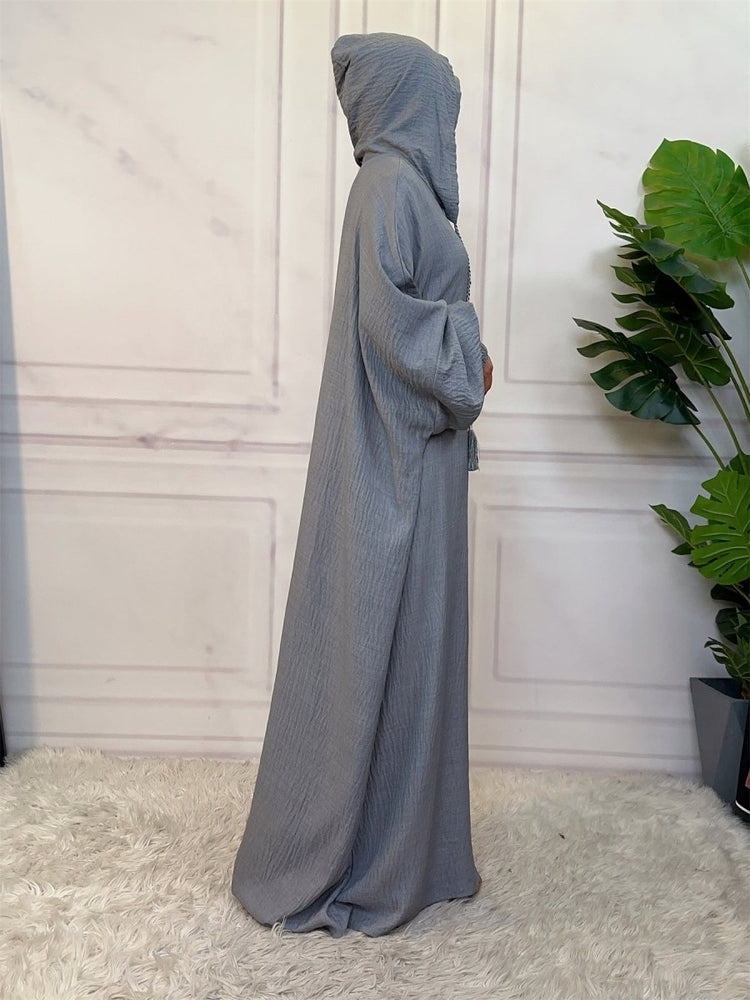 
                  
                    Linen Look Batwing Hoodie Abaya - Amaanah Modesty
                  
                