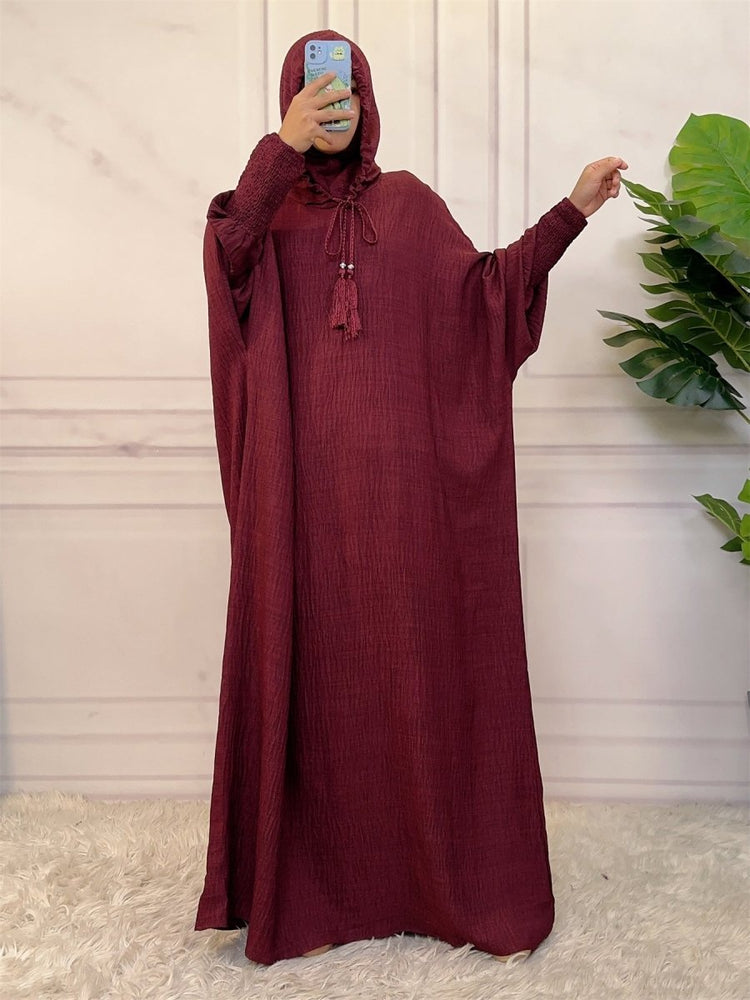 
                  
                    Linen Look Batwing Hoodie Abaya - Amaanah Modesty
                  
                