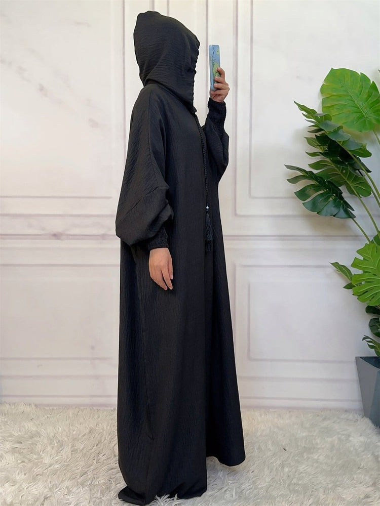
                  
                    Linen Look Batwing Hoodie Abaya - Amaanah Modesty
                  
                