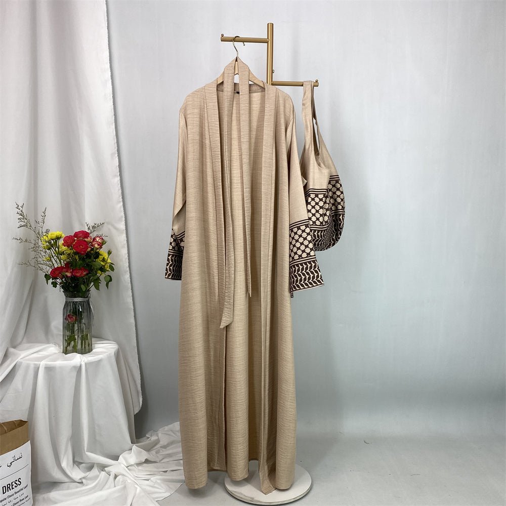 
                  
                    Linen Two Piece Keffiyeh Open Abaya Set - Amaanah Modesty
                  
                
