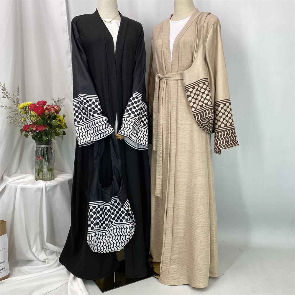 
                  
                    Linen Two Piece Keffiyeh Open Abaya Set - Amaanah Modesty
                  
                