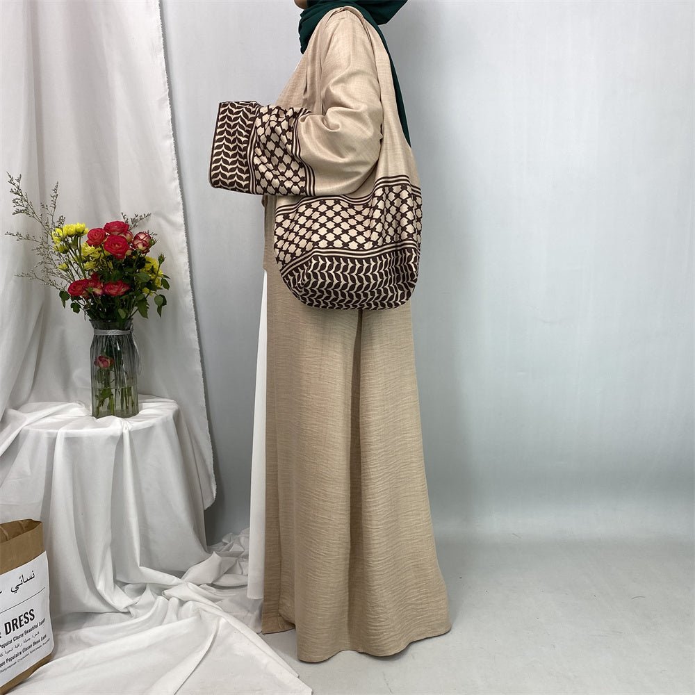 
                  
                    Linen Two Piece Keffiyeh Open Abaya Set - Amaanah Modesty
                  
                