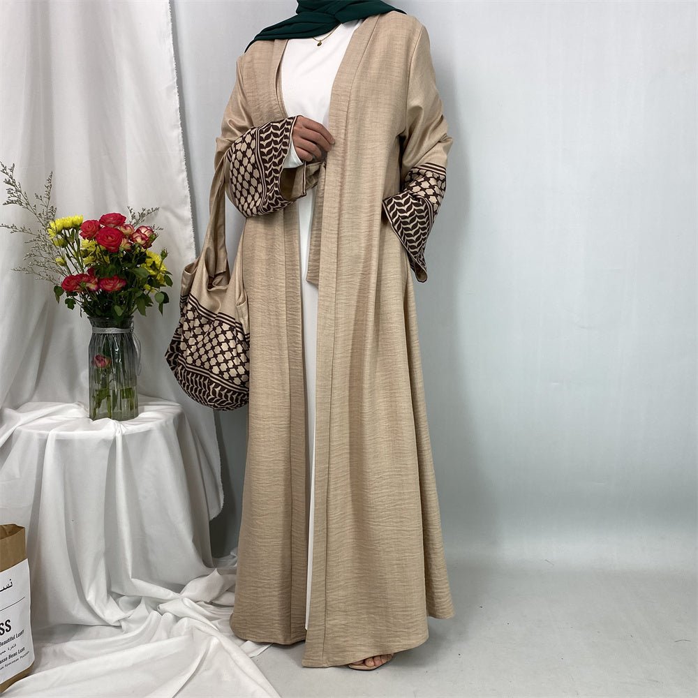 
                  
                    Linen Two Piece Keffiyeh Open Abaya Set - Amaanah Modesty
                  
                