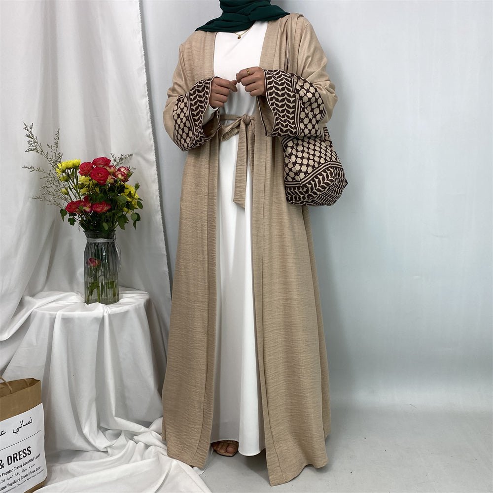 
                  
                    Linen Two Piece Keffiyeh Open Abaya Set - Amaanah Modesty
                  
                