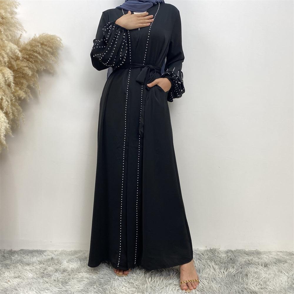 Pearls Luxe Nida Open Abaya - Amaanah Modesty